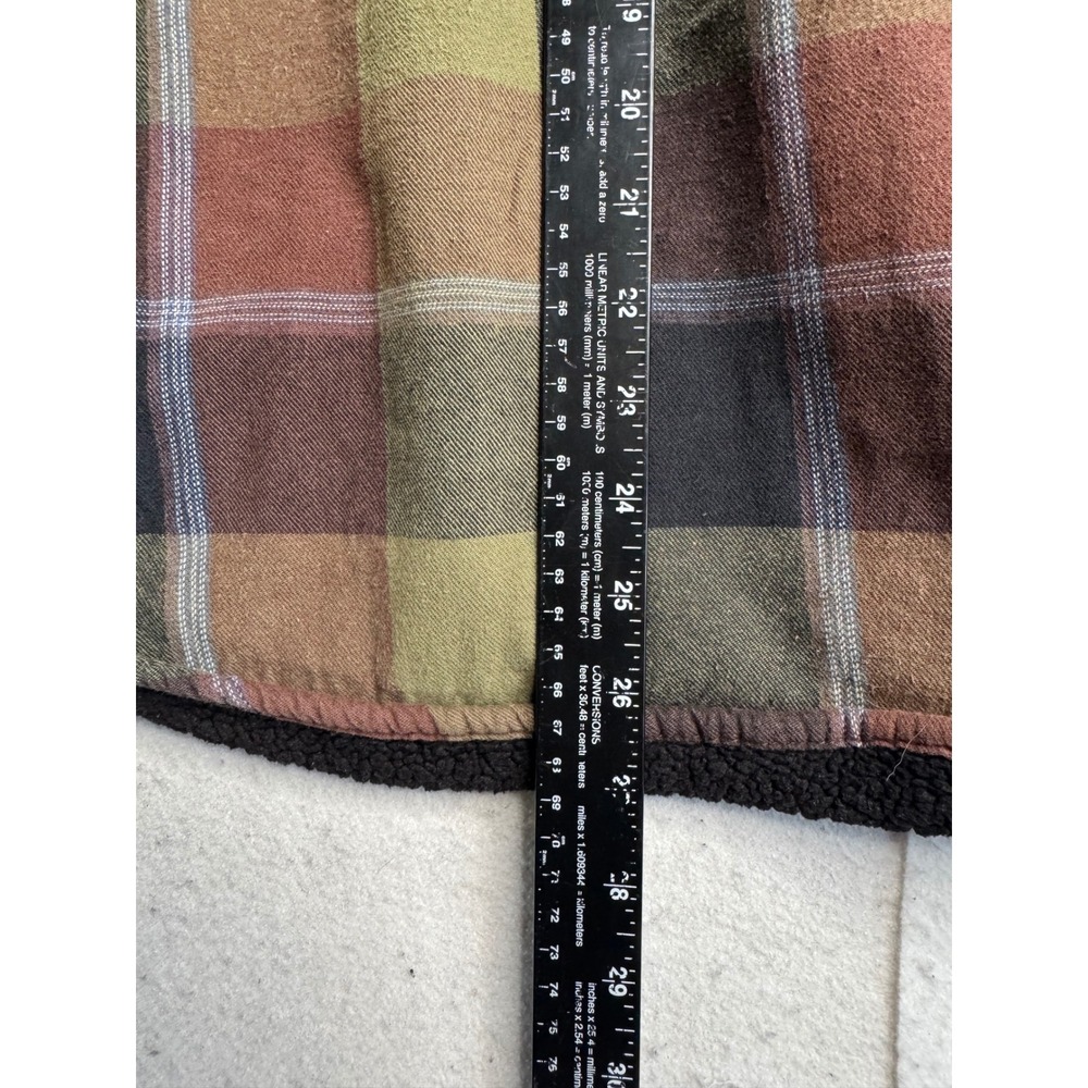 Levis Mens Plaid Sherpa Lined Flannel Shirt Jacket Brown Green Medium 3LDLW11051 - Picture 9 of 12